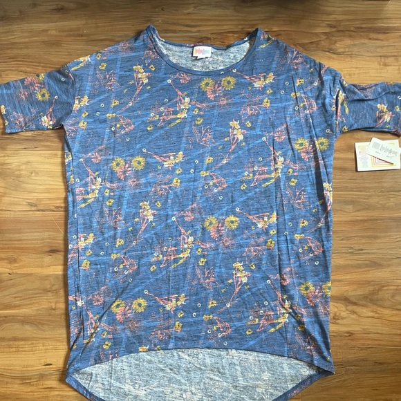 LuLaRoe Tops - LuLaRoe Irma Tunic S – Blue Floral Print Tee | Soft Boho Oversized Top | NWT